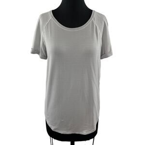 LULULEMON Gray 8 Top Nylon Stretch Round Neck Short Sleeve Pullover Regular Fit